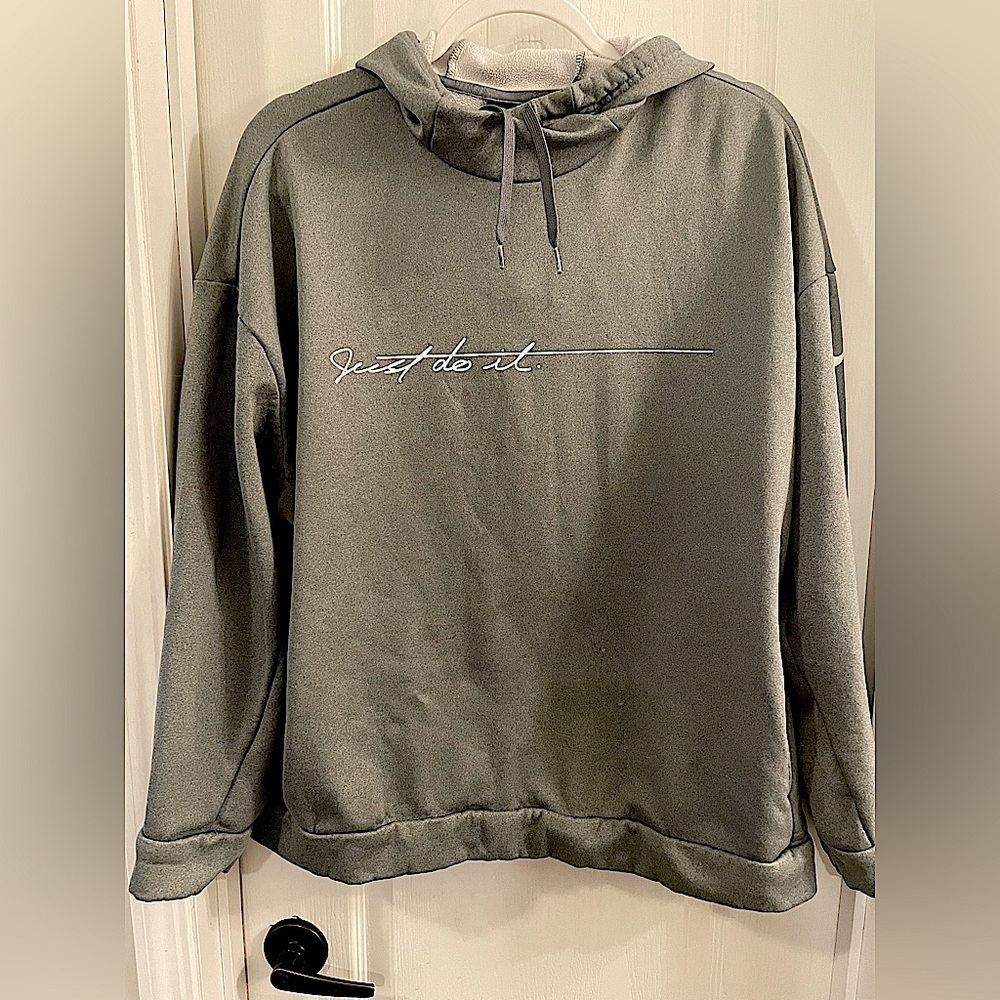 Women’s Gray Nike Hoodie with Embroidered Text